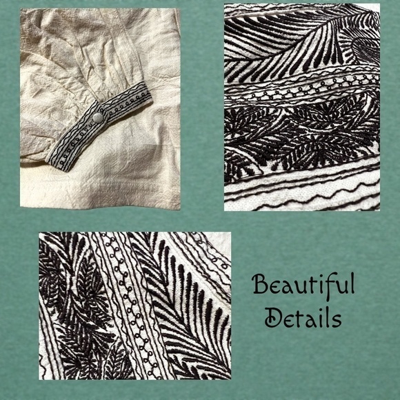 NWT FREE PEOPLE Iggie Embroidered Scoop Neck Long Sleeve Cotton Crop Top/Md - Picture 15 of 16